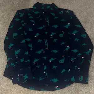 NWOT! Christmas Dinosaur Print Button-Up Shirt